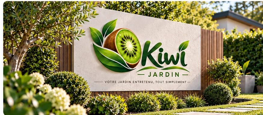 Identité Kiwi Jardin dans un jardin entretenu
